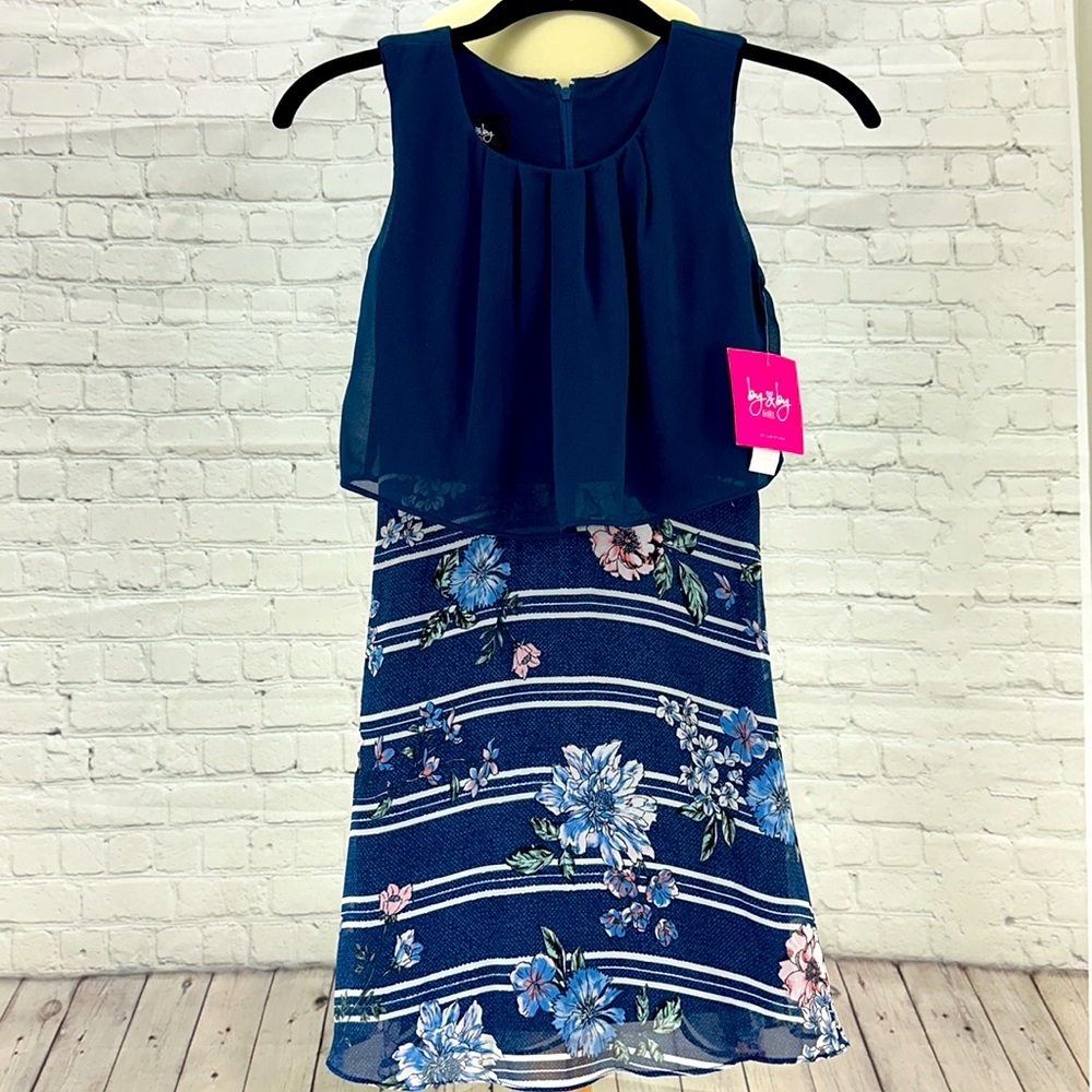 By & By‎ Navy Chiffon Girls Dress size 8 new